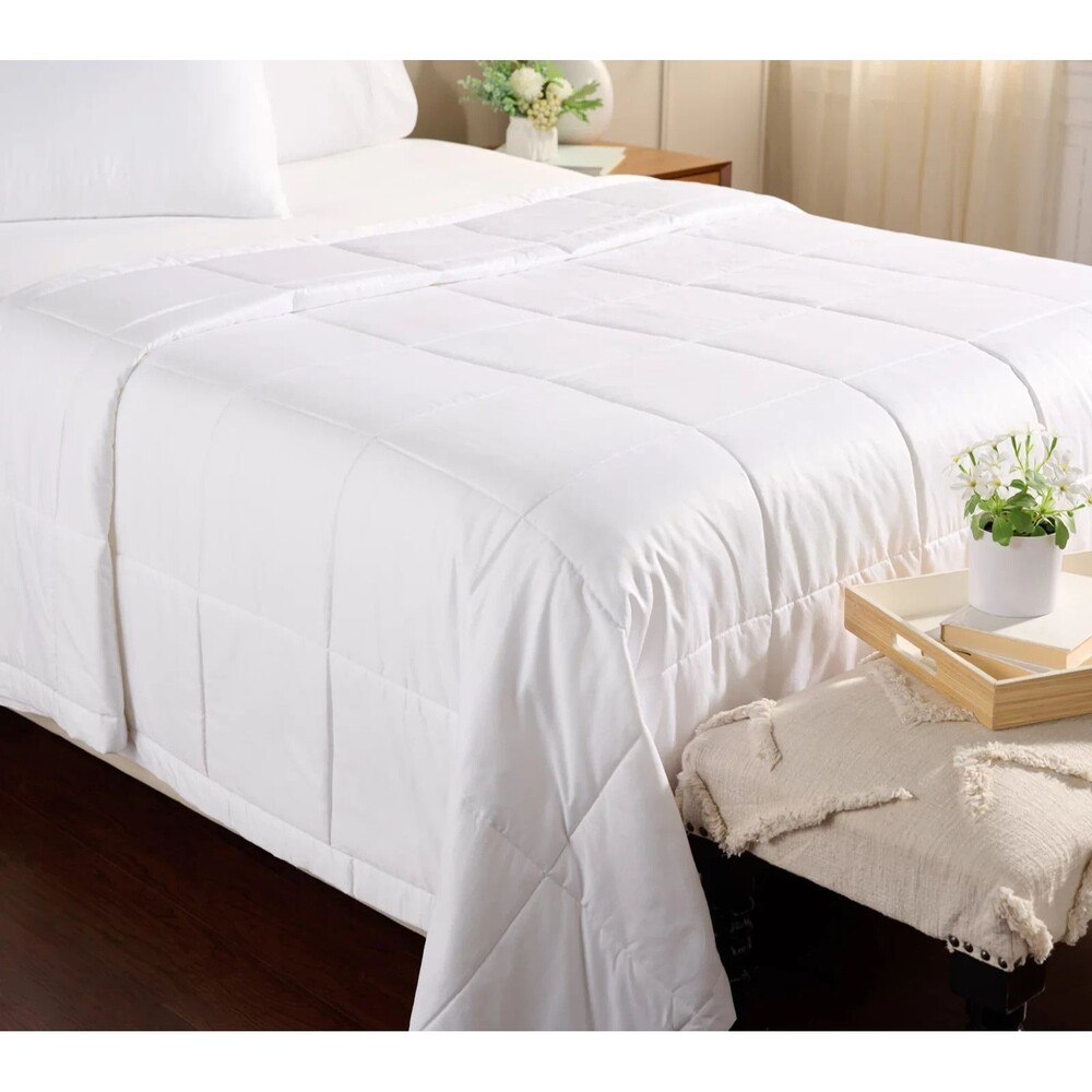 Northern Nights 600TC Infinity Weave Cotton Blanket Queen 96x98 White New